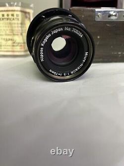 VINTAGE RARE Nikon Micro-NIKKOR 15 f=70mm / Wooden Box /Signed Cert. MINT