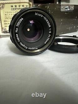 VINTAGE RARE Nikon Micro-NIKKOR 15 f=70mm / Wooden Box /Signed Cert. MINT