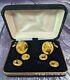 Vintage Rare Popeye Sailor Gold Navy Cufflinks Stud Button Set Wedding Gift Box