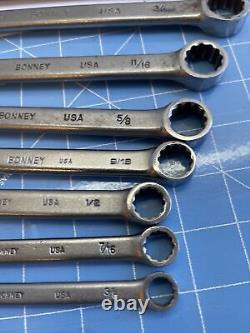 VINTAGE Rare BonneyUSA 11pc Flare Nut Box-End Wrench Set SAE 12 Pt