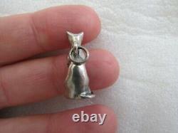 Very Rare Retired Vintage James Avery Sterling Silver Cat Charm with BOX & BAG