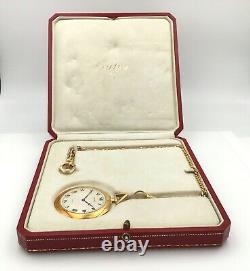 Very Rare Vintage 1940s Cartier Paris 18K Gold Pocket Watch & Chain Fob in Box