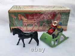 Vintage 1947 Barclay Lead Christmas One Horse Open Sleigh #510 In Box Rare
