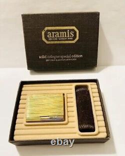 Vintage 1982 ARAMIS men Solid cologne 24k gold-p in original box Rare unused gem