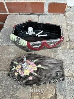 Vintage 1992 Fitz and Floyd Halloween Coffin Lidded Box RARE