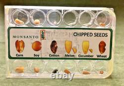 Vintage Acrylic Display Box of Chipped Seeds Monsanto Rare and Unique