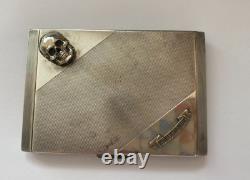 Vintage Antique Rare Memento Mori Skull Silver 935 Cigarette Box Case
