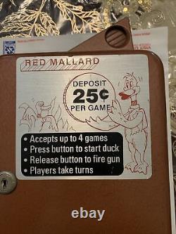 Vintage Arcade Coin Operated RED MALLARD Coin Box RARE FIND Deposit 25 Cents