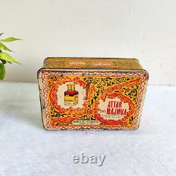 Vintage Attar Majmua Hami Juma Perfume AdvertisingTin Box Rare Collectible T454