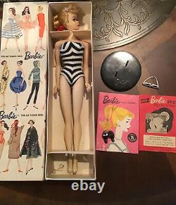 Vintage Barbie Ponytail #1 Blond, TM Box, #1 Stand, TM Booklet, #1 Shoes Rare