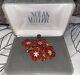 Vintage Box Rare Nolan Miller Orange Blossom Lucite&rhinestone Flower Pin Brooch