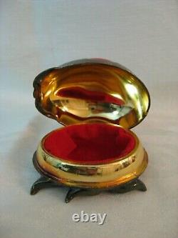 Vintage Brass and Enamel Japanese Ladybug Trinket Pill Jewelry Box RARE