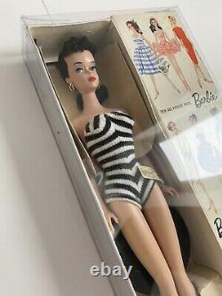 Vintage Brunette Ponytail Barbie #4 1960 NRFB RARE fantastic condition