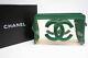 Vintage Chanel Clear Clutch Bag Green Vinyl X Leather With Box Rare