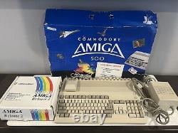 Vintage Commodore Amiga 500 Personal Computer Rare In Box With Rom Upgrade Kit