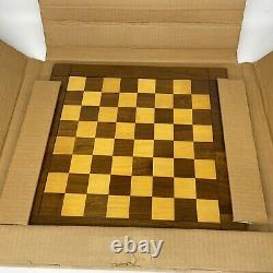 Vintage Drueke Play A Way # 62 Chessboard Rare Walnut & Birch Chess Board w Box