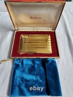 Vintage Elgin American Art Deco Gold Lighter Cigarette Case With Box. RARE