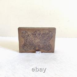 Vintage Floral Design Brass Wooden Two Compartment Box Rare Collectible M169