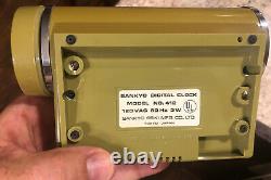 Vintage Green Sankyo Digital Alarm model 401 MCM flip RARE With Box Works