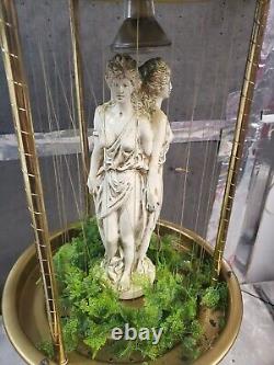 Vintage Hanging Oil Rain Lamp With The Rare 3 Goddess Statue Works! READ