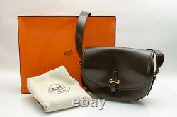 Vintage Hermés Hermes Balle de Golf Box Calf Bag Dark Brown Gold Hardware RARE