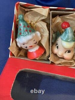 Vintage Holt Howard Christmas Mini Ornaments Decor Set 8 Japan Original Box Rare