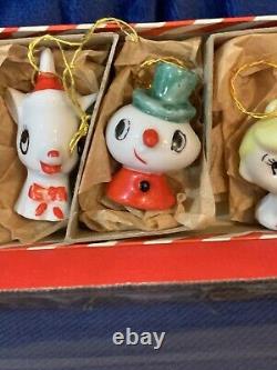 Vintage Holt Howard Christmas Mini Ornaments Decor Set 8 Japan Original Box Rare