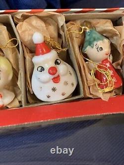 Vintage Holt Howard Christmas Mini Ornaments Decor Set 8 Japan Original Box Rare