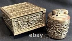 Vintage Lighter Cigar Storage Box Putti Brass Baroque Germany Collectible Rare