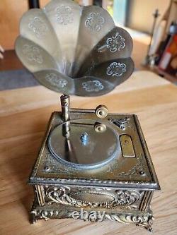 Vintage Miniature Gramophone Table Lighter & Music Box 1950's Japanese RARE