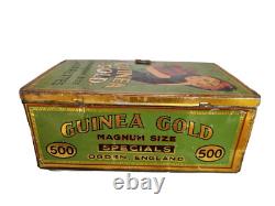 Vintage Old Antique Rare GUINEA Gold Magnum Cigarettes Litho Tin Box, ENGLAND