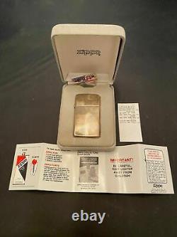 Vintage Rare 1988 Zippo Sterling Silver. 925 Slim Lighter In Original Box