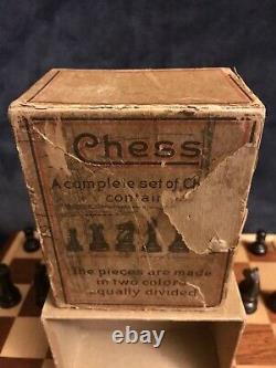 Vintage Rare American Horn McCrillis Chess Set 2.8 K Original Box