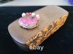 Vintage Rare Jewelry Box -Iron Wood-Cobaltocalcite Cobalto-pearl Gold Electropla