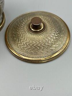 Vintage Rare Lenk Austria Silverplated with Brass Rim Engraved Round Trinket Box