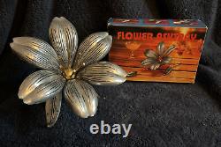Vintage Rare Metal Flower Ashtray With Original Box 1970s Art Deco New
