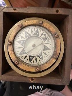 Vintage Rare Nautical Compass 681 Solid Brass in BOX