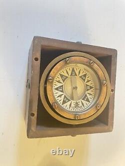 Vintage Rare Nautical Compass 681 Solid Brass in BOX