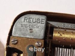 Vintage Reuge Mini Music Box Keychain Watch Swiss As Is To Restore WithBox Rare