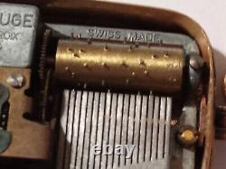 Vintage Reuge Mini Music Box Keychain Watch Swiss As Is To Restore WithBox Rare