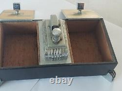 Vintage Ronson Touch Tip Art Deco Lighter Chrome Metal Double Cigarette Box RARE