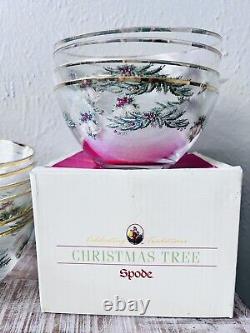 Vintage Spode Christmas Tree GARLAND Glass Salad Bowls 6 Set Of 4 New Box RARE
