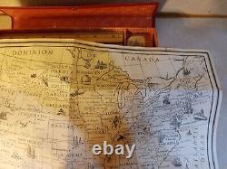 Vintage The G Men Pencil Box With Rare Map And Utensils USA Very Decent Leather
