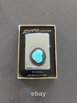 Vintage Zippo Turquoise Zuni Lighter New Condition in Box RARE K12