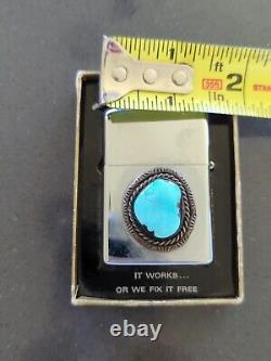 Vintage Zippo Turquoise Zuni Lighter New Condition in Box RARE K12