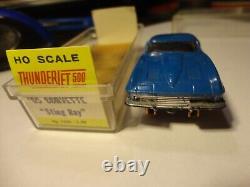 Vintage aurora tjet ho slot rare blue corvette withorig box/lbl