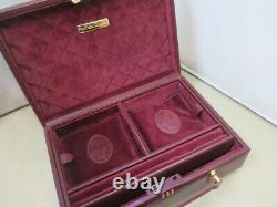 Vintage rare Cartier jewelry travel box leather and Swede Burgundy from the 80s