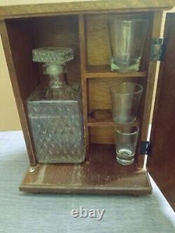 Vintage shakespeare fake book Decanter box wood glass set rare