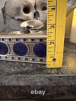 Vintage victorian style metal music box with wind up humming bird/RARE/Stunning