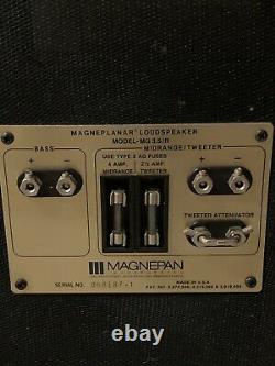 Vtg Magneplanar Magnepan Speaker Model MG 3.5 with Crossovers & Box, Rare Black